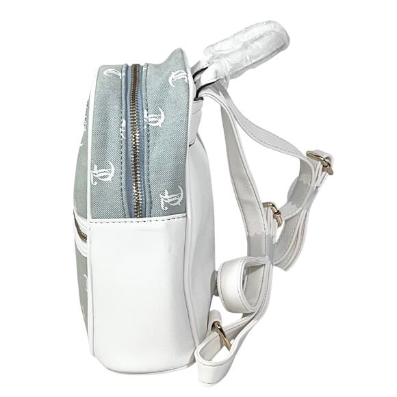 Juicy Couture Mini Backpack Denim White w/ Wallet Bag Purse New - Picture 4 of 11